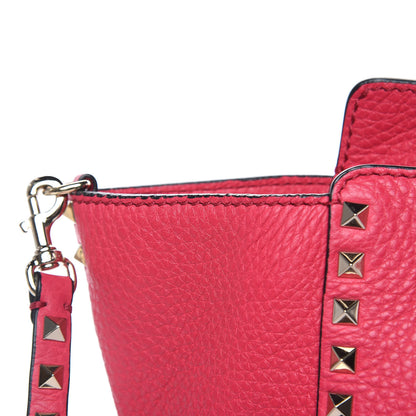 Valentino Garavani Pebbled Calfskin Medium Rockstud Tote Deep Fuxia 10 of 10