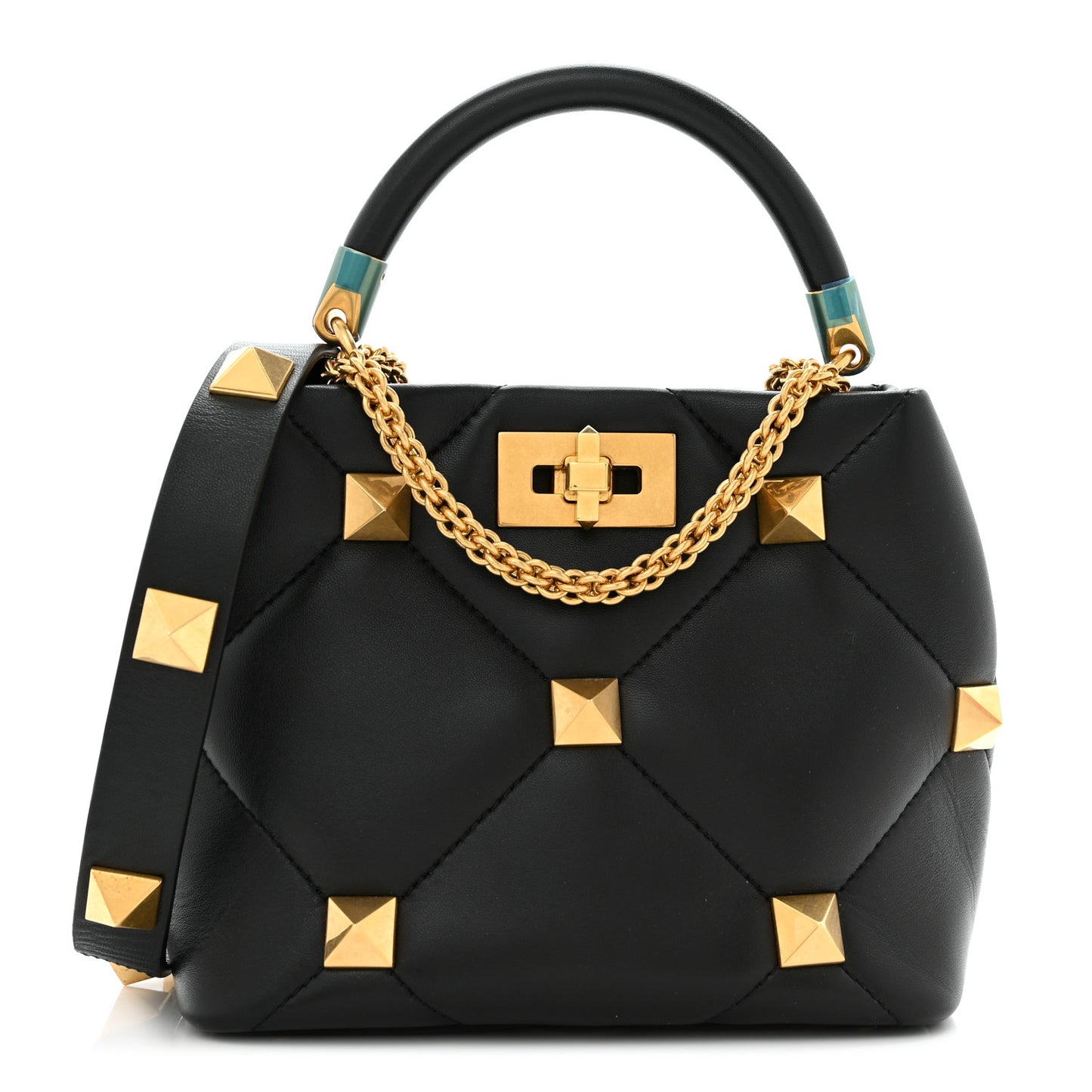 Nappa Small Roman Stud The Handle Bag Black