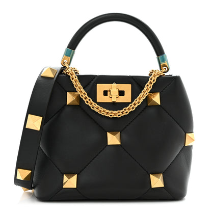Valentino Garavani Nappa Small Roman Stud The Handle Bag Black 1 of 9