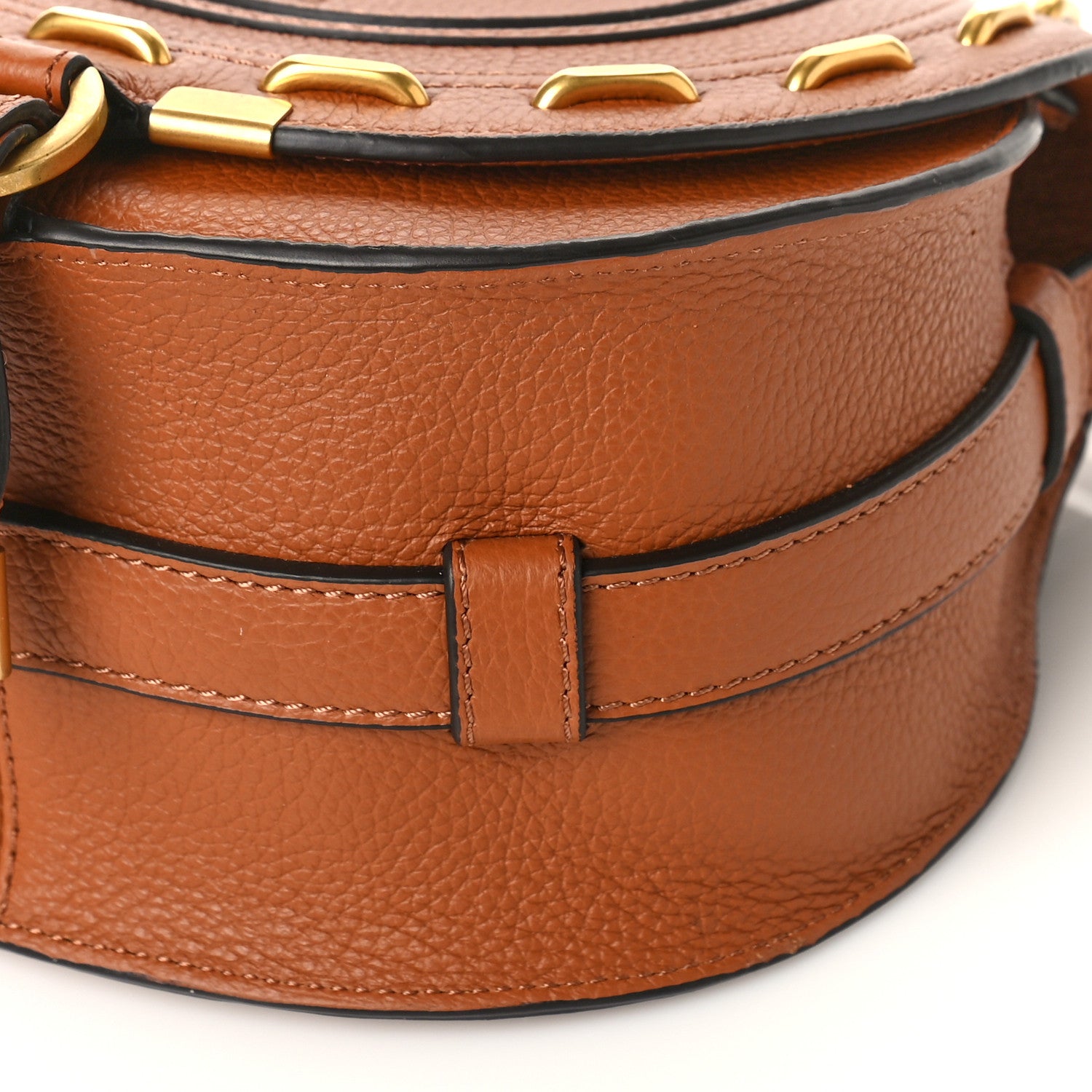 Chloe Grained Calfskin Studded Small Marcie Saddle Tan 8 of 9