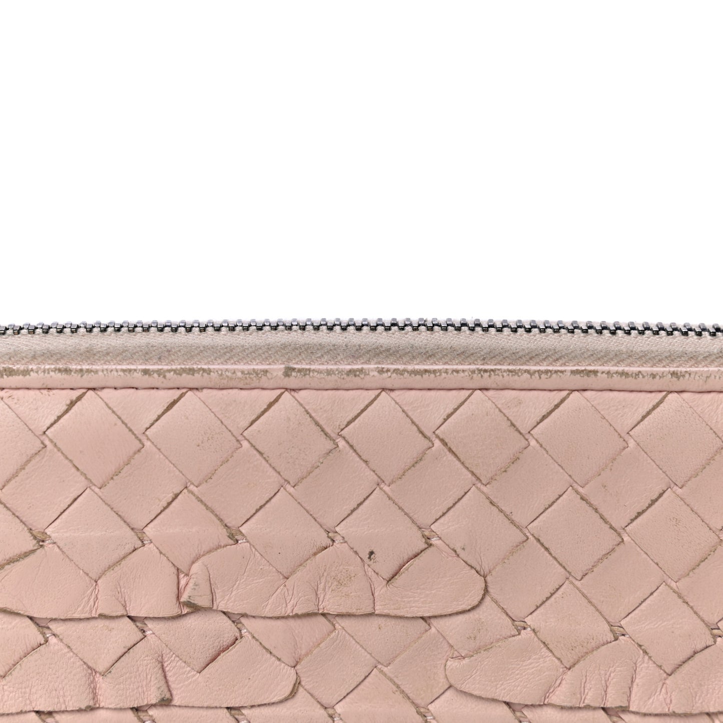 Nappa Intrecciato Zip Around Wallet Petal Pink