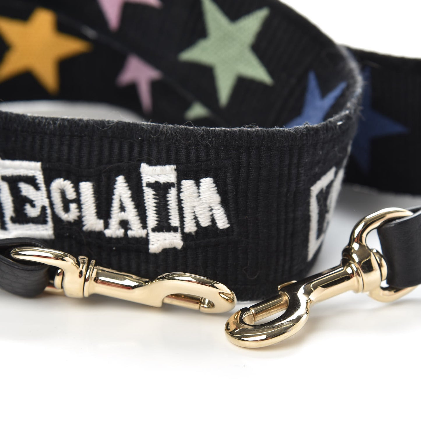 X JAMIE REID Canvas Embroidered Rockstud Guitar Strap Black