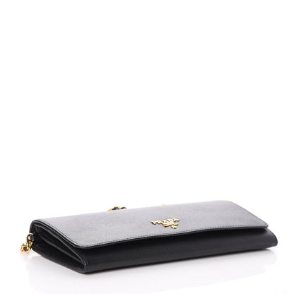 Prada Saffiano Metal Oro Chain Wallet Nero Black 4 of 10