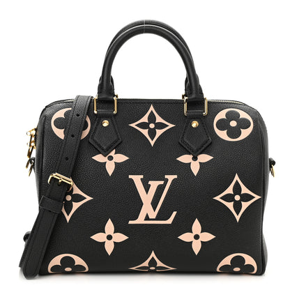 Louis Vuitton Empreinte Monogram Giant Speedy Bandouliere 25 Black Beige 1 of 7