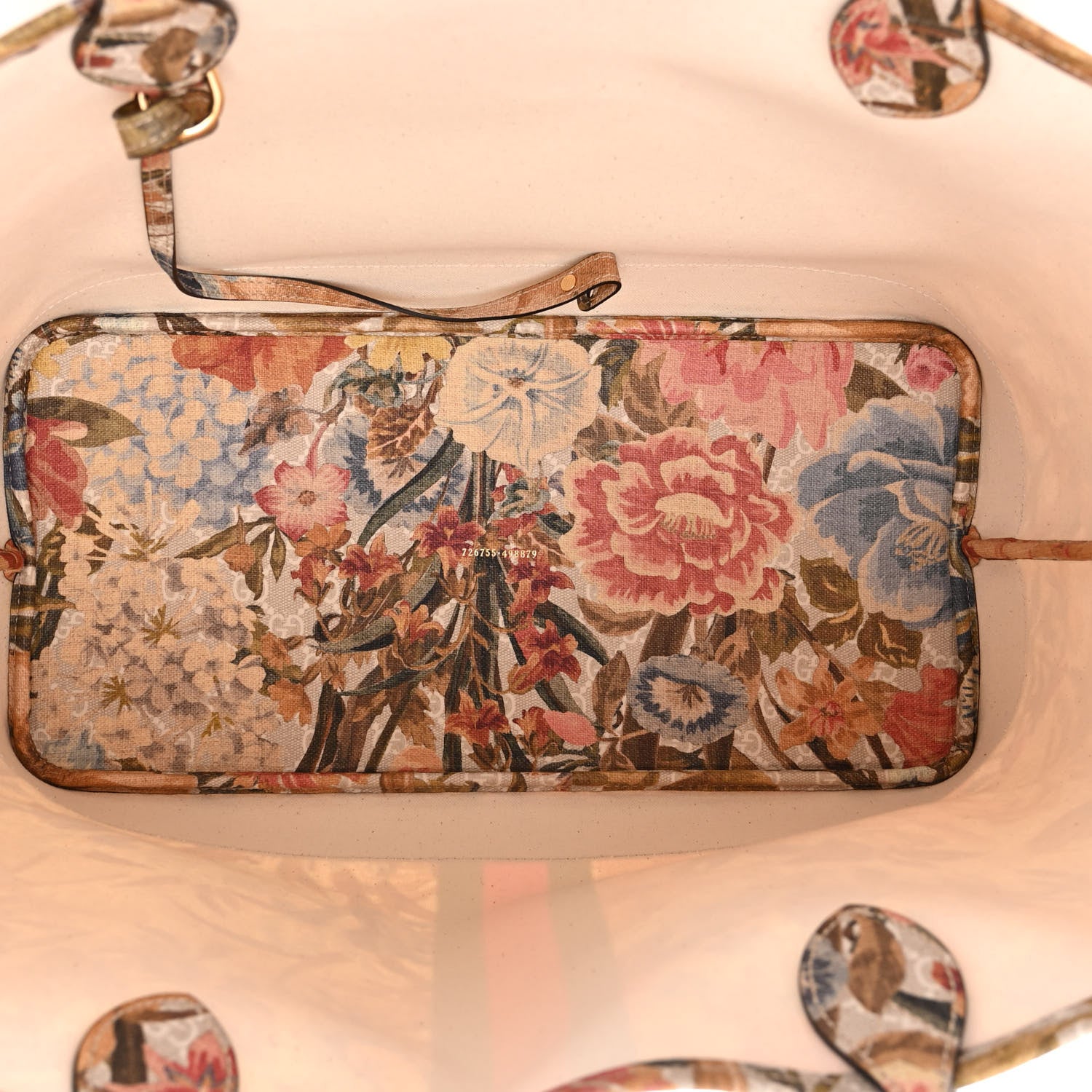 Gucci GG Supreme Monogram Water Flora Web Large Ophidia Tote Beige White Multicolor 6 of 12