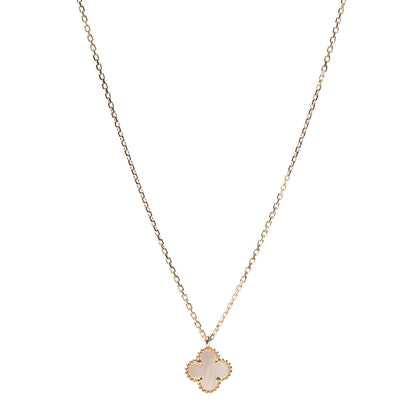 Van Cleef & Arpels 18K Yellow Gold Mother of Pearl Sweet Alhambra Pendant Necklace 1 of 7