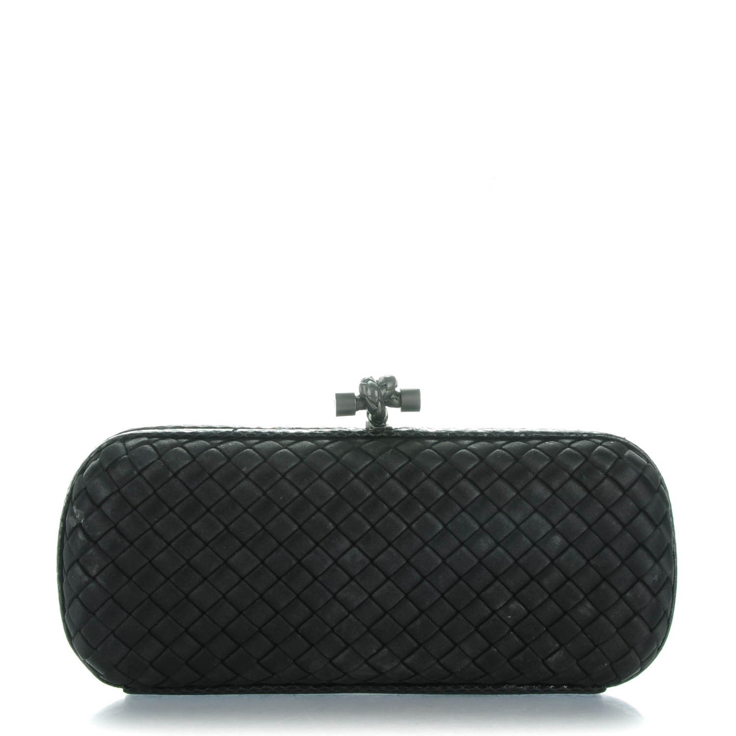 Bottega Veneta Satin Ayers Intreccio Impero Stretch Knot Clutch Black 1 of 6