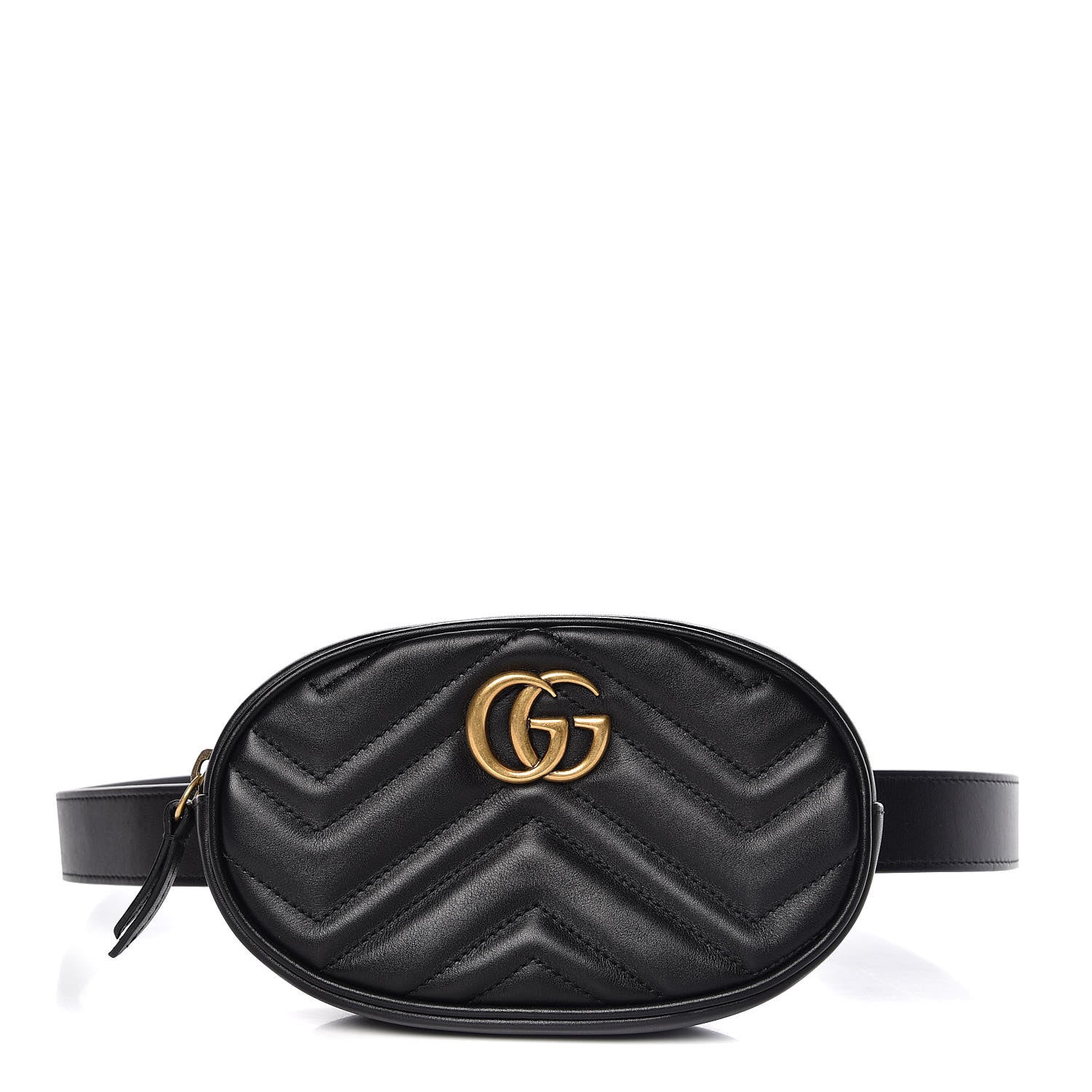 Gucci Calfskin Matelasse GG Marmont Belt Bag 105 42 Black 1 of 8