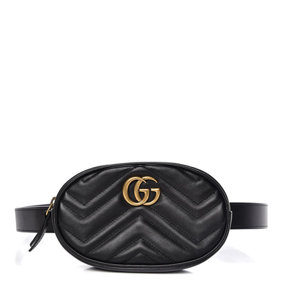 Gucci Calfskin Matelasse GG Marmont Belt Bag 105 42 Black 1 of 8