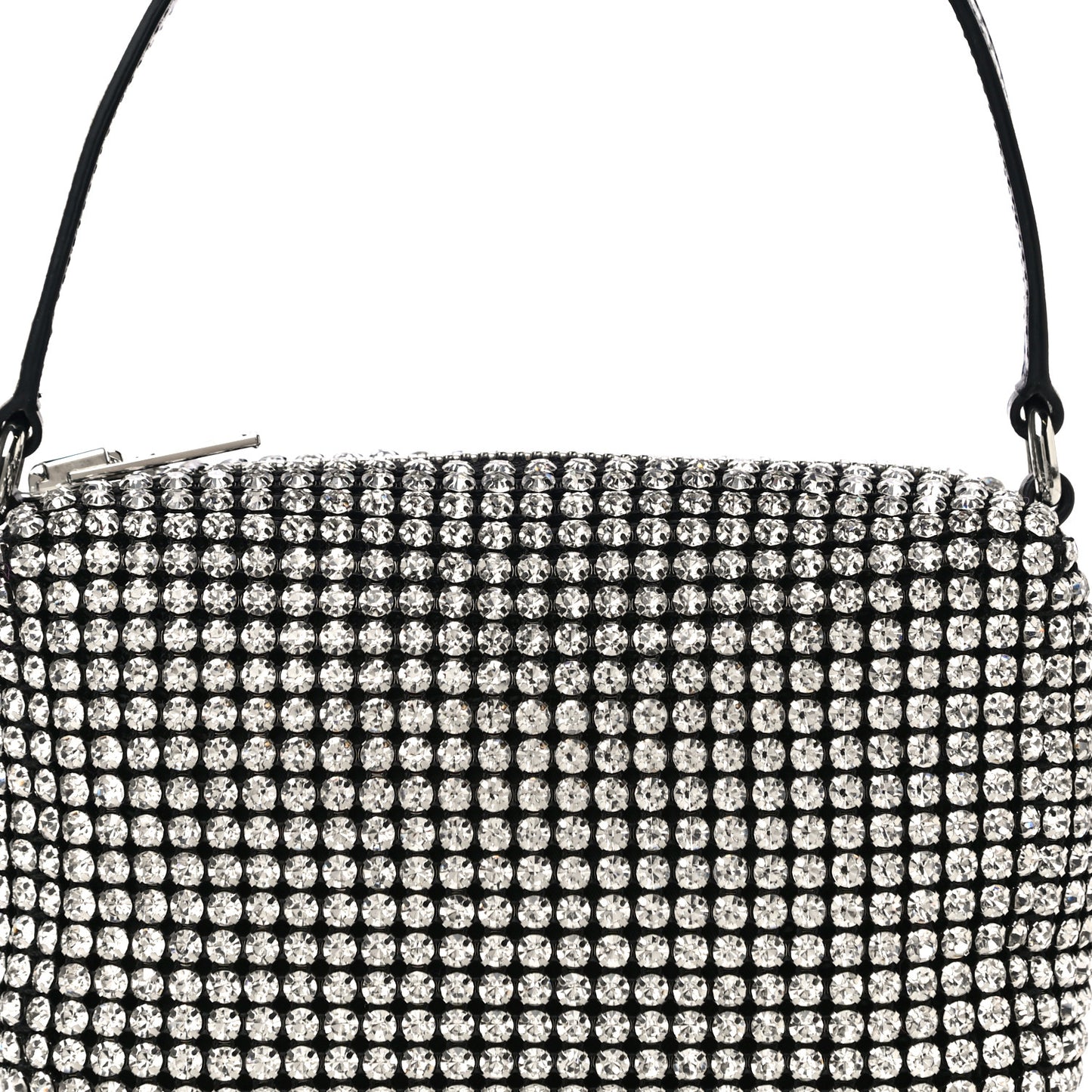 Mesh Crystal Rhinestone Mini Heiress Pouch Black Silver