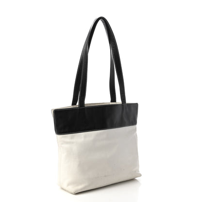 Chanel Lambskin CC Bi-Color Tote White Black 3 of 13