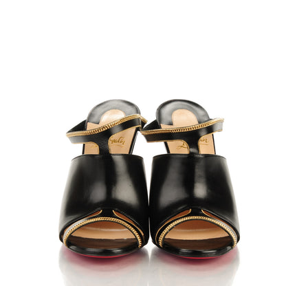 Christian Louboutin Calfskin Chain Akenana 100 Heels 37.5 Black 2 of 7