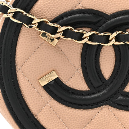 Chanel Caviar Quilted Round Filigree Crossbody Beige Black 8 of 13