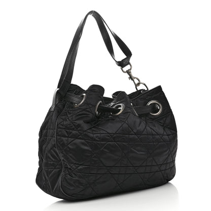 Christian Dior Nylon Cannage Drawstring Bag Black 3 of 11