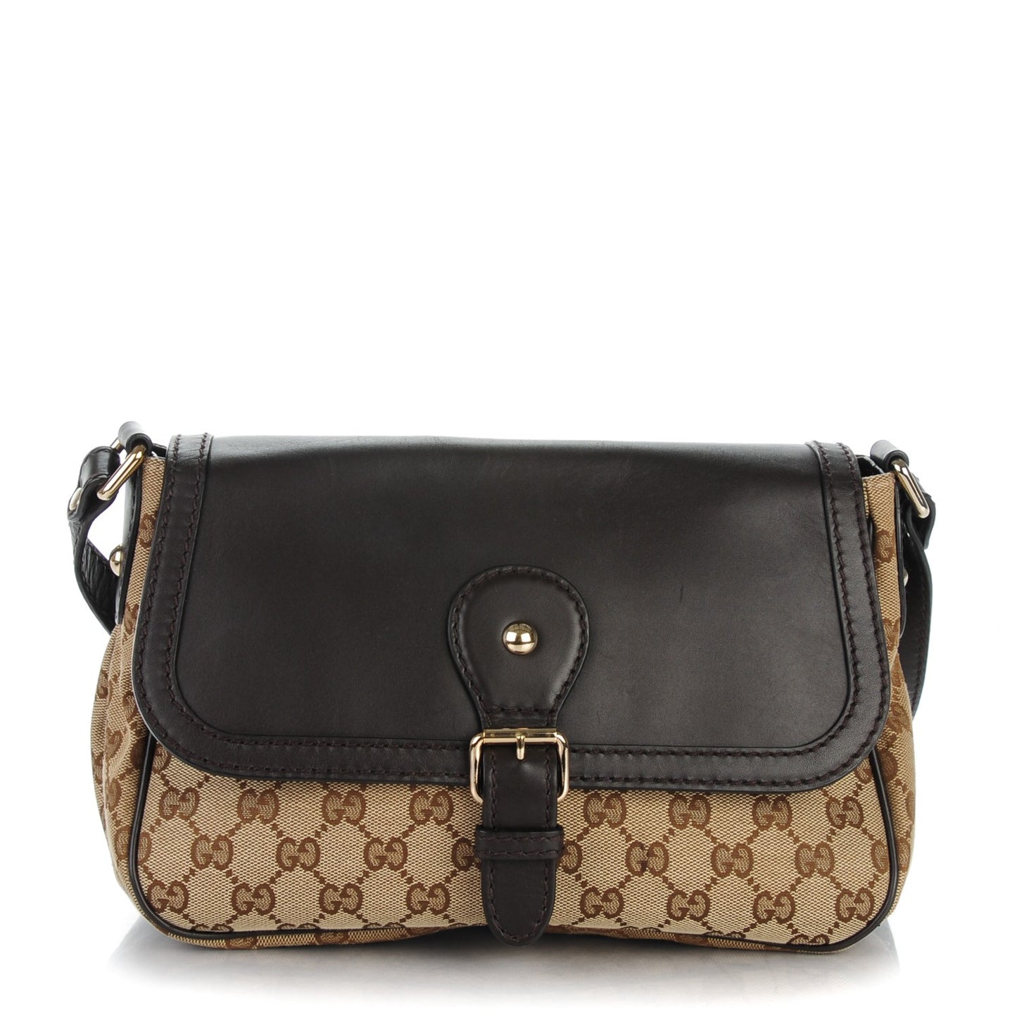 Monogram Techno Horsebit Large Shoulder Flap Bag Brown