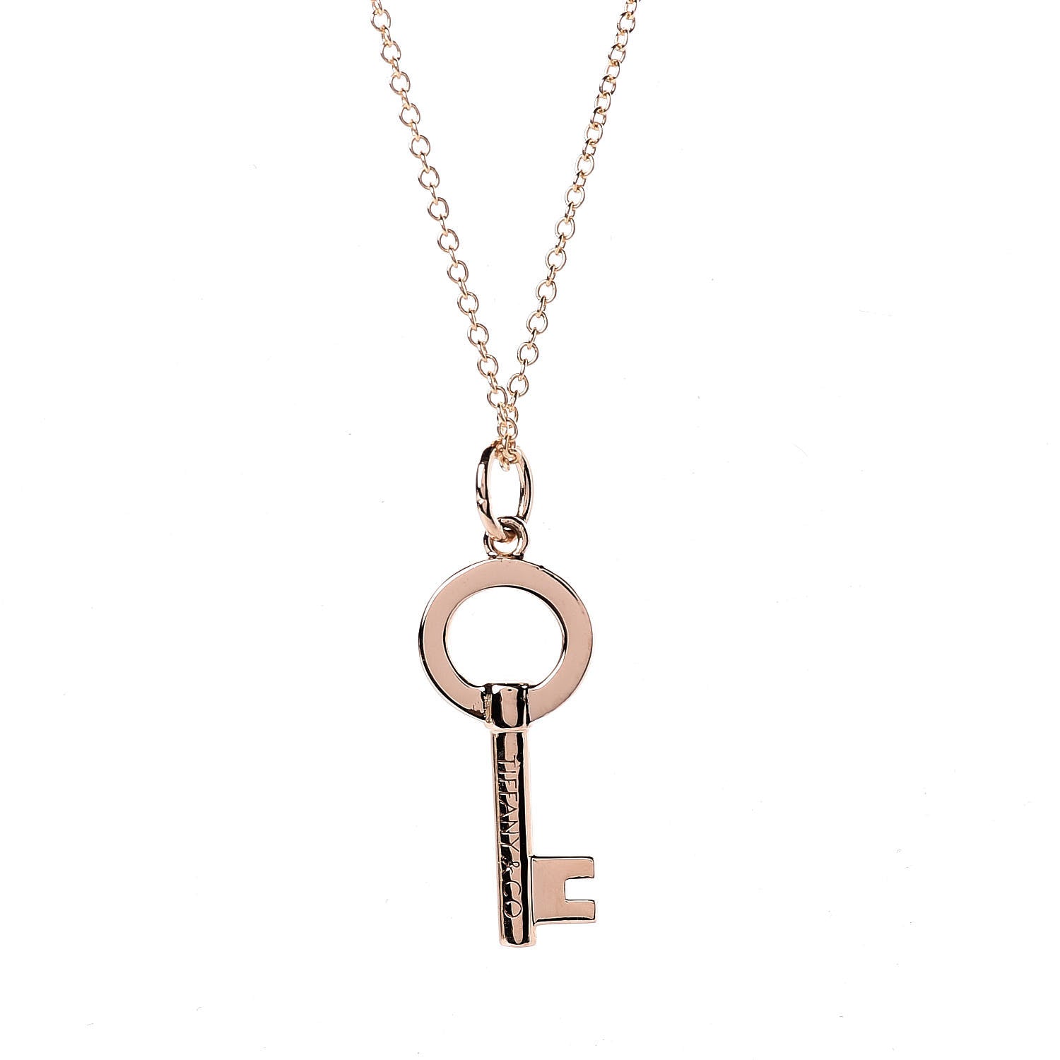 Tiffany 18K Rose Gold Modern Keys Open Round Key Pendant Necklace 4 of 7