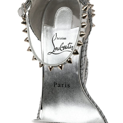 Christian Louboutin Calfskin Madmonica 120 Wedge Sandals 39 Silver 7 of 13