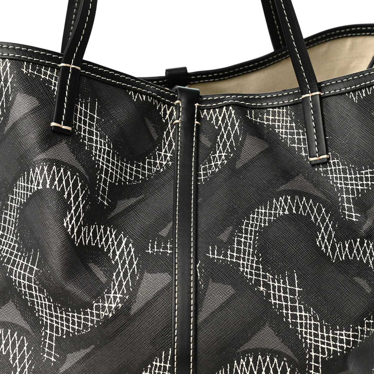 Burberry E-Canvas Calfskin Monogram TB Beach Tote  Graphite 9 of 11
