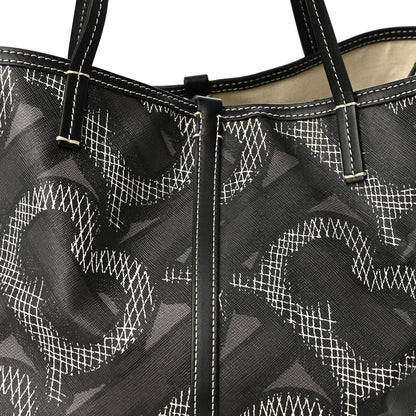 Burberry E-Canvas Calfskin Monogram TB Beach Tote  Graphite 9 of 11