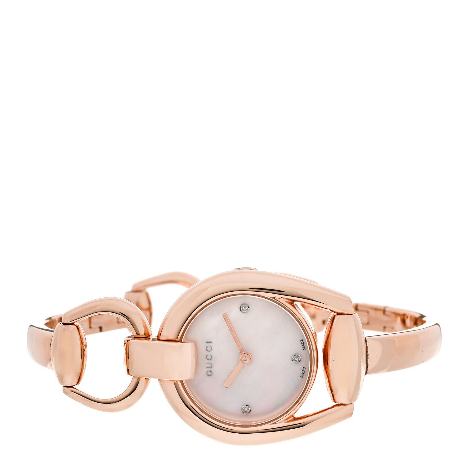 Gucci Stainless Steel Diamond Mother of Pearl 28mm Horsebit Quartz Watch 2 of 4