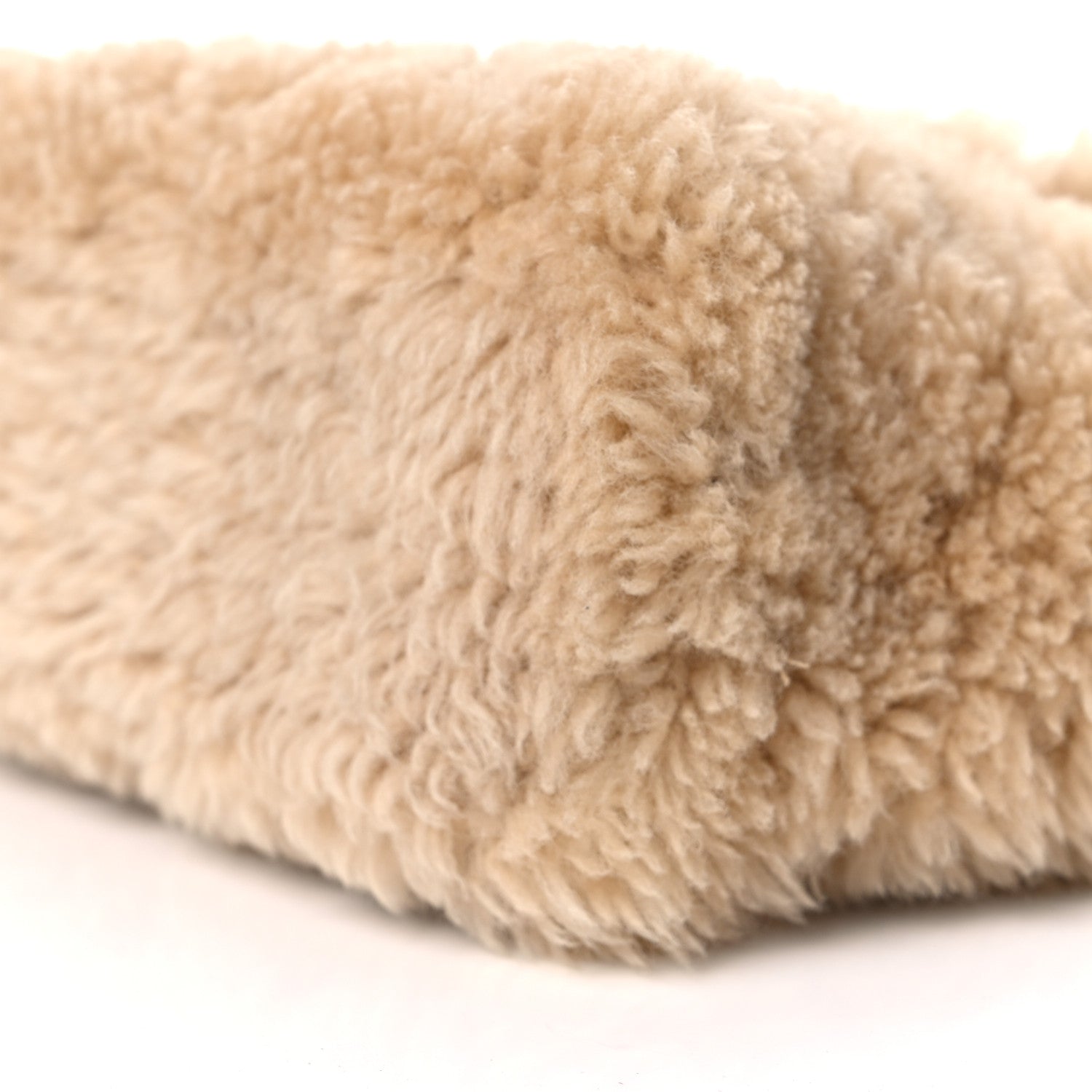 Saint Laurent Shearling Lambskin Quilted Sade Puffer Envelope Clutch Natural Beige 8 of 8