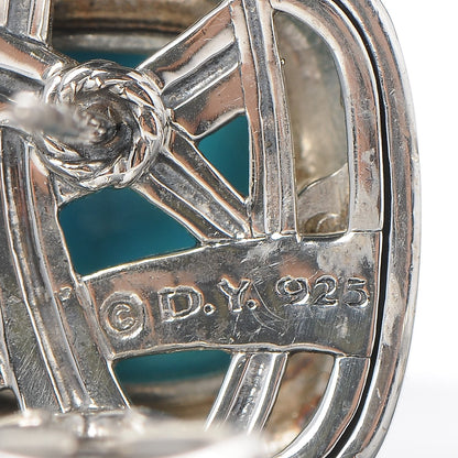 David Yurman Sterling Silver Turquoise 11mm Albion Earrings 4 of 4