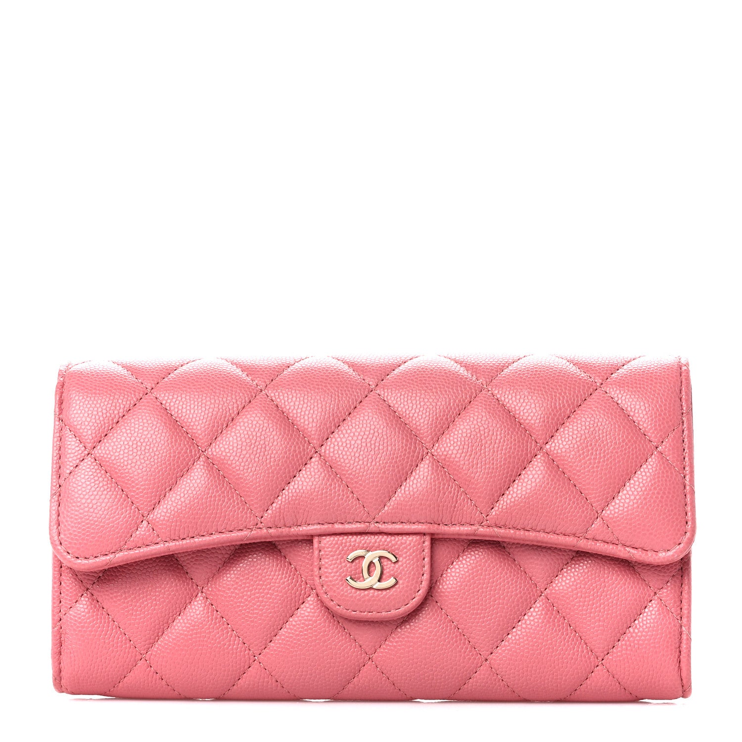 Chanel Caviar Quilted Large Gusset Flap Wallet Pink 1 of 11