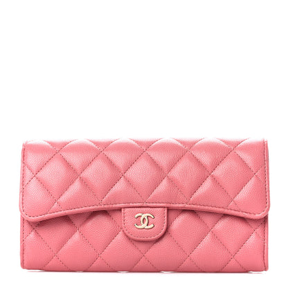 Chanel Caviar Quilted Large Gusset Flap Wallet Pink 1 of 11