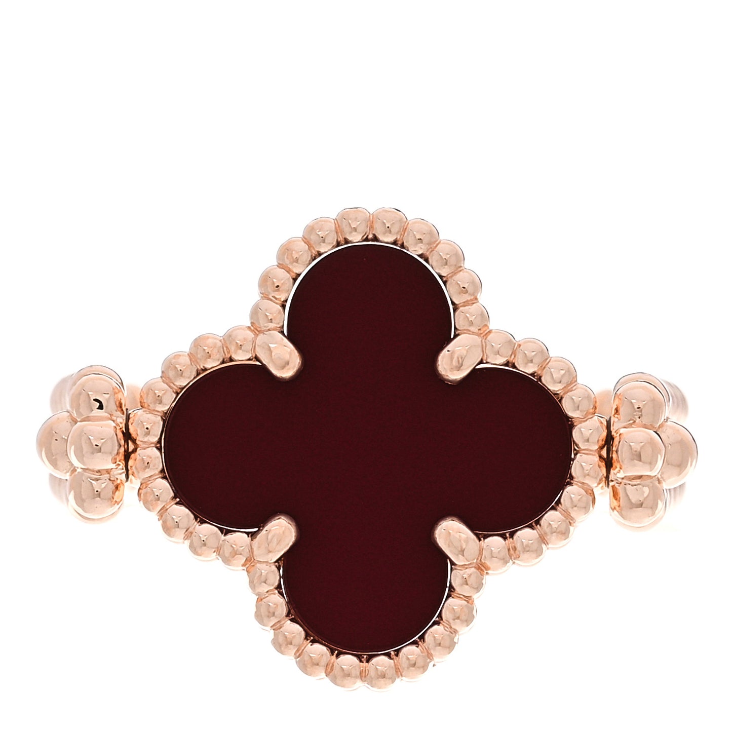 18K Rose Gold Diamond Carnelian Reversible Guilloche Vintage Alhambra Ring 51 5.75