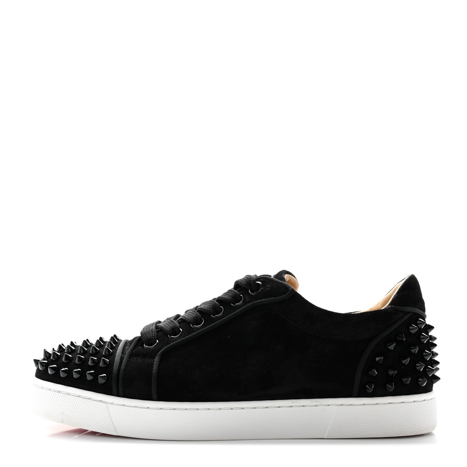 Christian Louboutin Veau Velours Spikes Womens Vieira Flat Sneakers 37 Black 1 of 14
