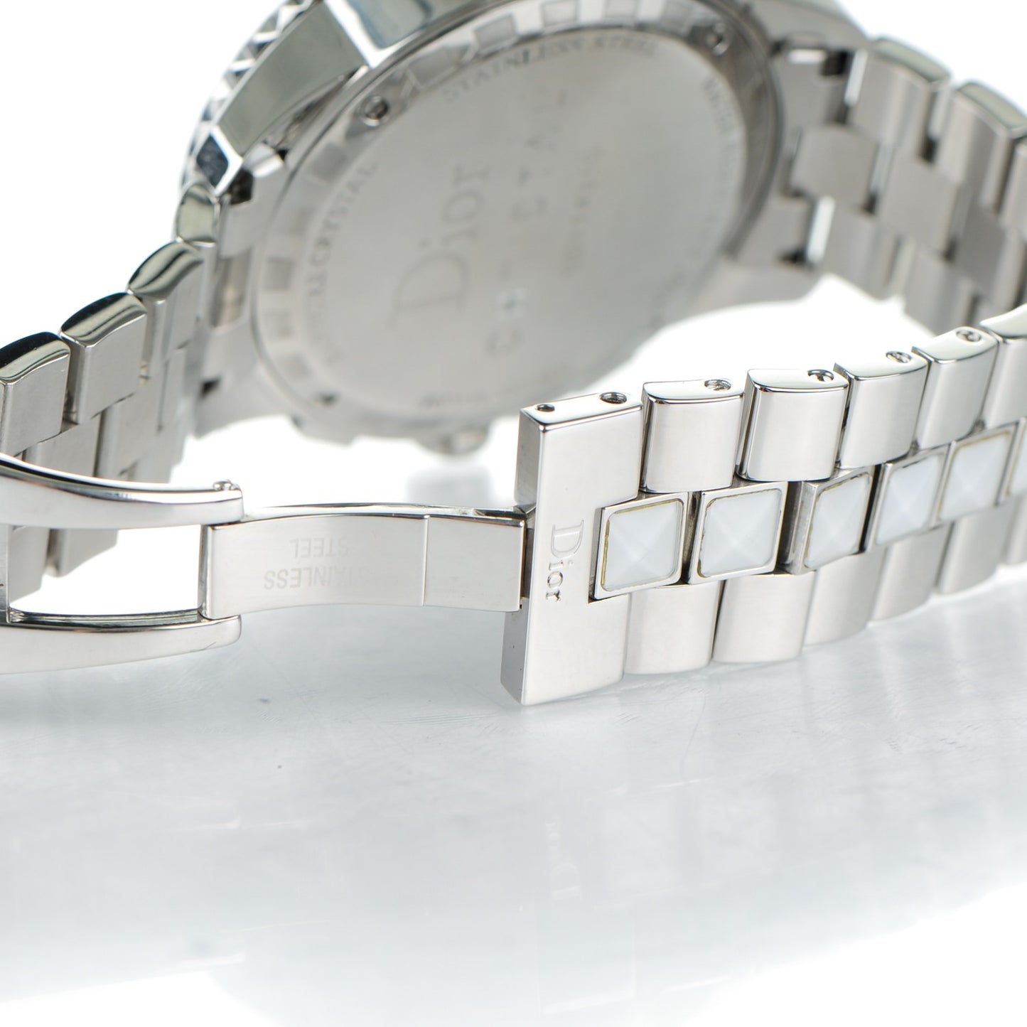 Stainless Steel Diamond Sapphire 38mm Christal Chronograph Quartz Watch White
