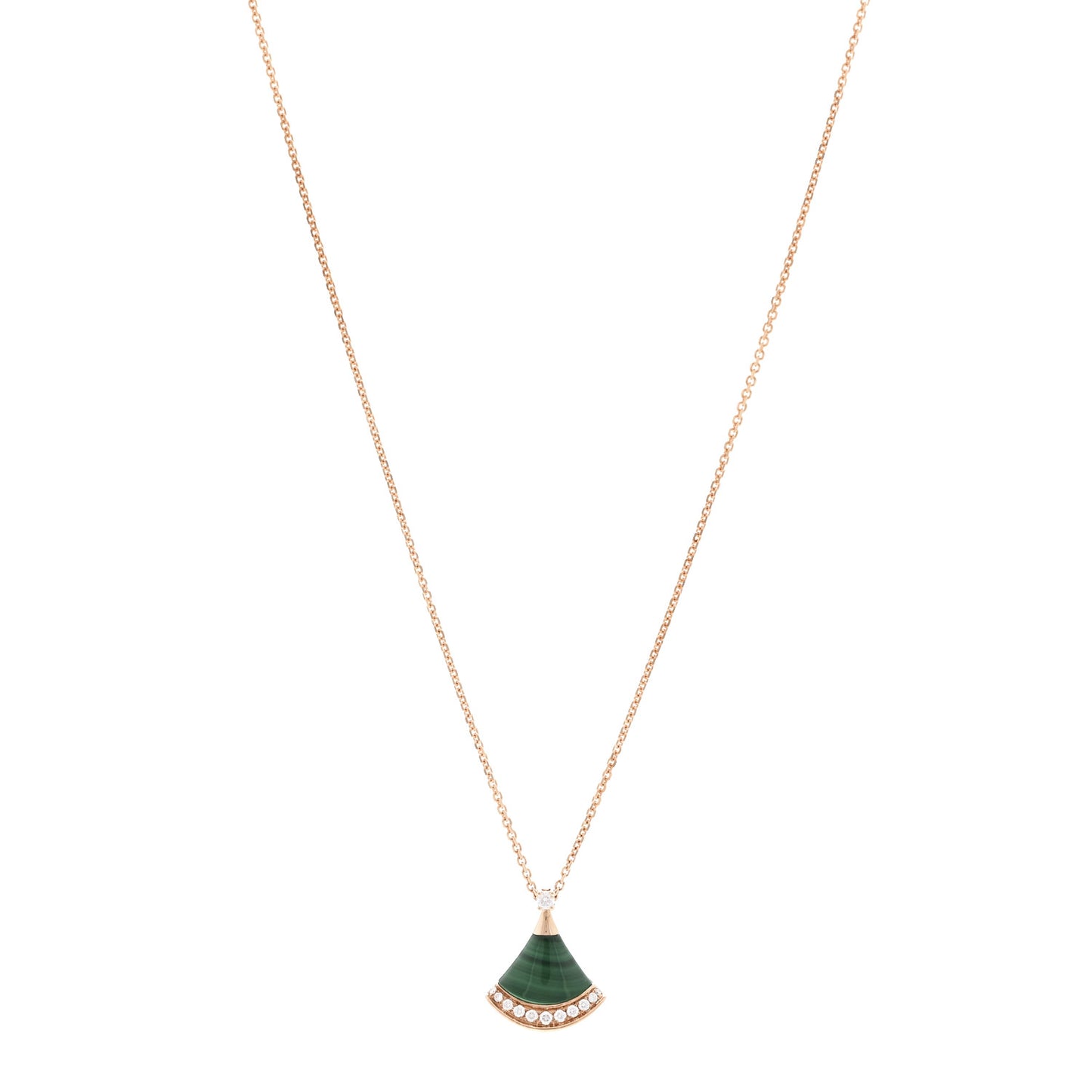 18K Rose Gold Diamond Malachite Divas' Dream Pave Pendant Necklace