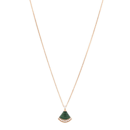 Bulgari 18K Rose Gold Diamond Malachite Divas' Dream Pave Pendant Necklace 1 of 5