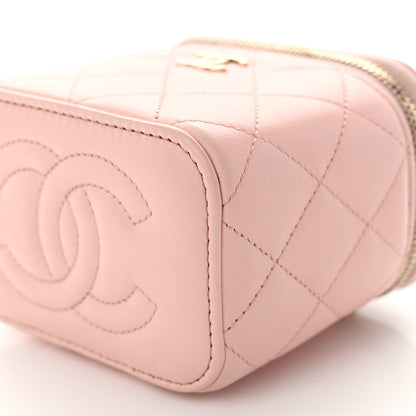 Chanel Lambskin Quilted Mini Top Handle Vanity Case With Chain Light Pink 10 of 12