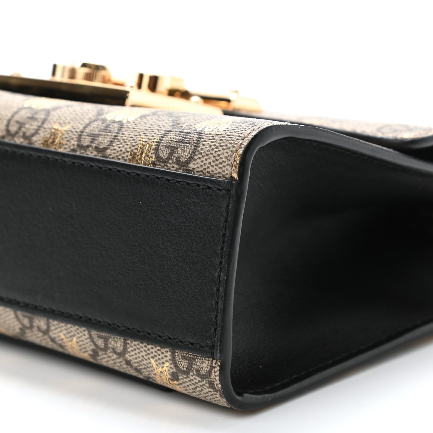 GG Supreme Monogram Bees Small Padlock Shoulder Bag Black