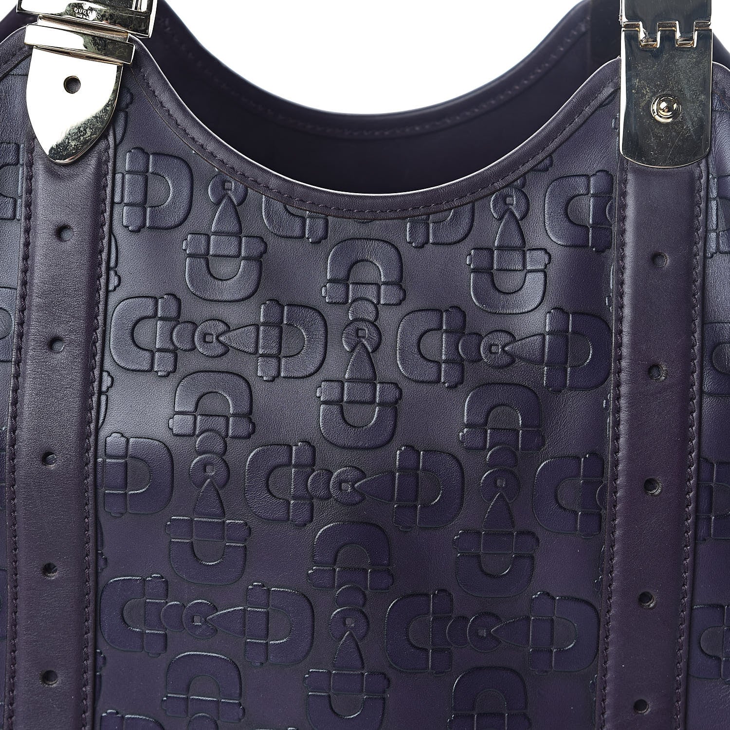 Gucci Calfskin Horsebit Embossed Large Glam Shoulder Bag Purple 8 of 10
