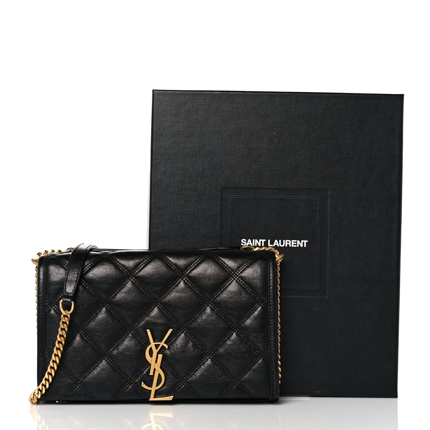 Lambskin Diamond Quilted Becky Chain Wallet Black