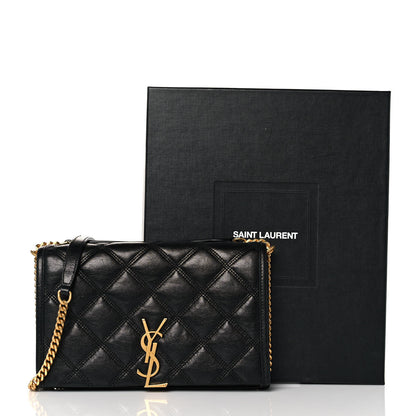 Saint Laurent Lambskin Diamond Quilted Becky Chain Wallet Black 8 of 8