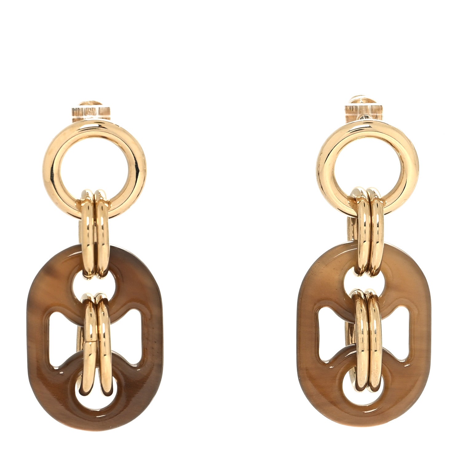Hermes Permabrass Buffalo Horn Earrings Gold 1 of 5