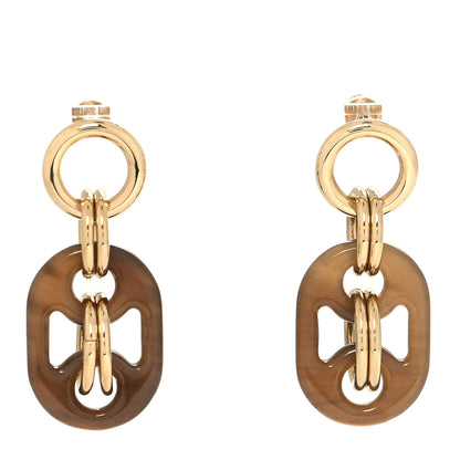 Hermes Permabrass Buffalo Horn Earrings Gold 1 of 5