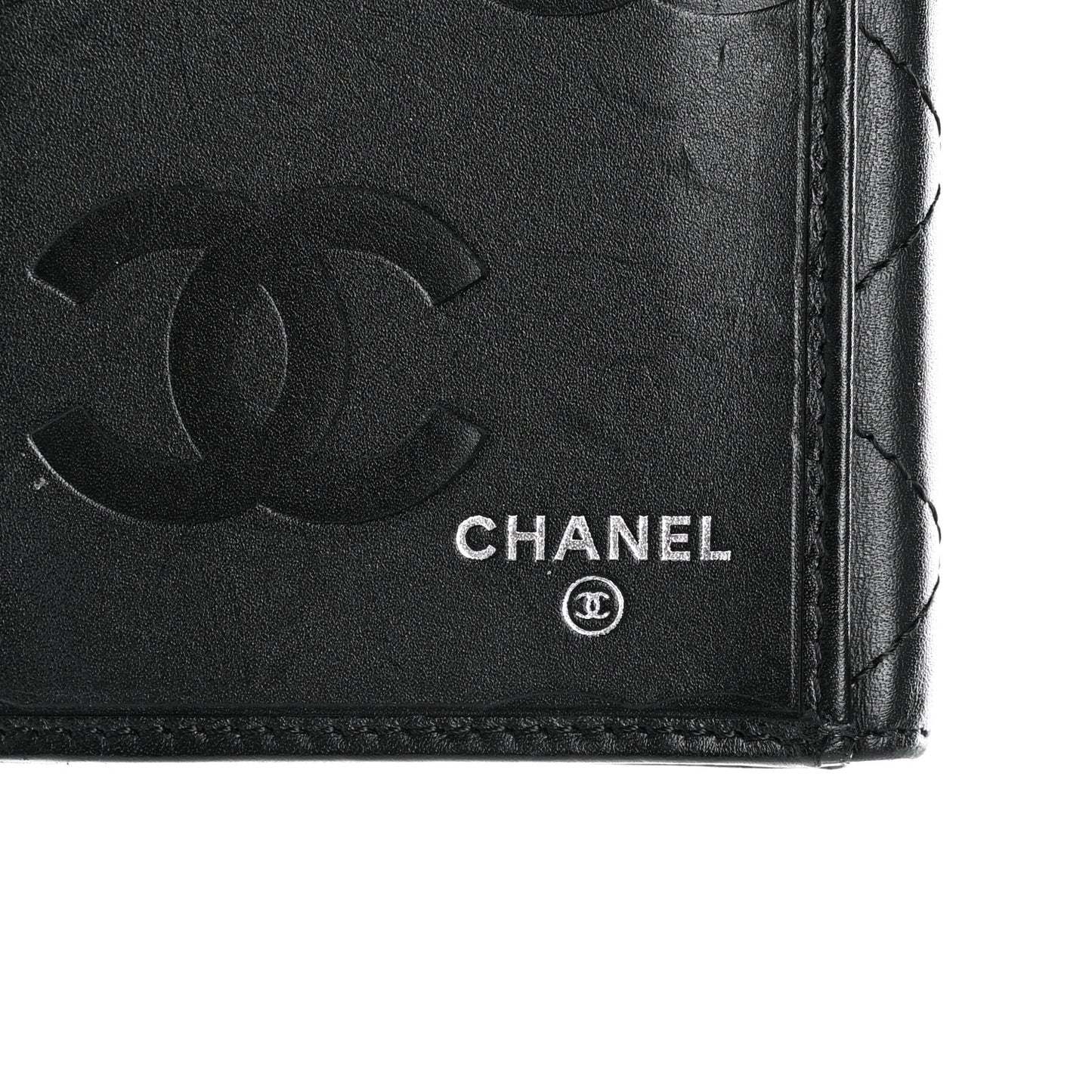 Calfskin Quilted Cambon Long Double Wallet Black