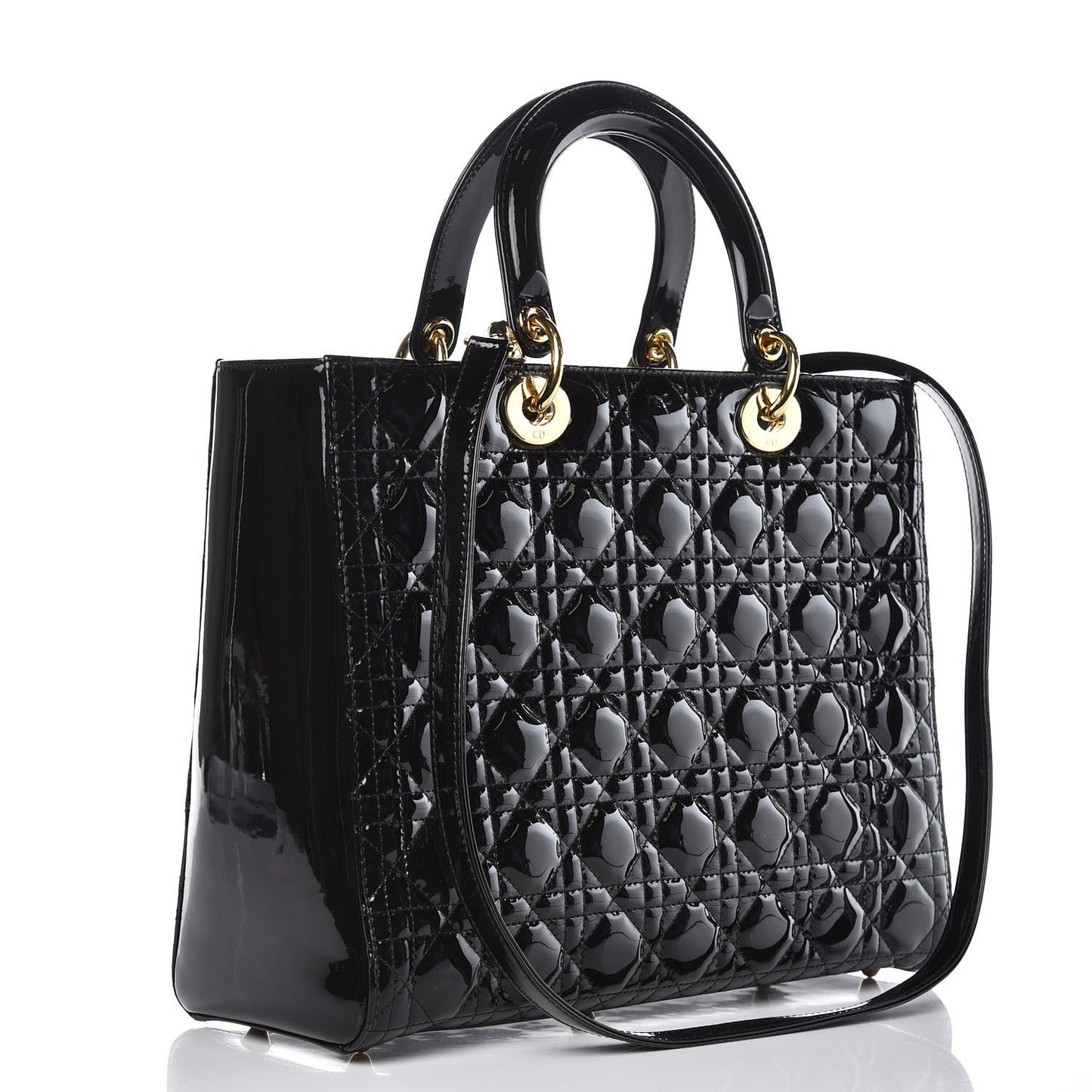 Patent Cannage Large Lady Dior Black