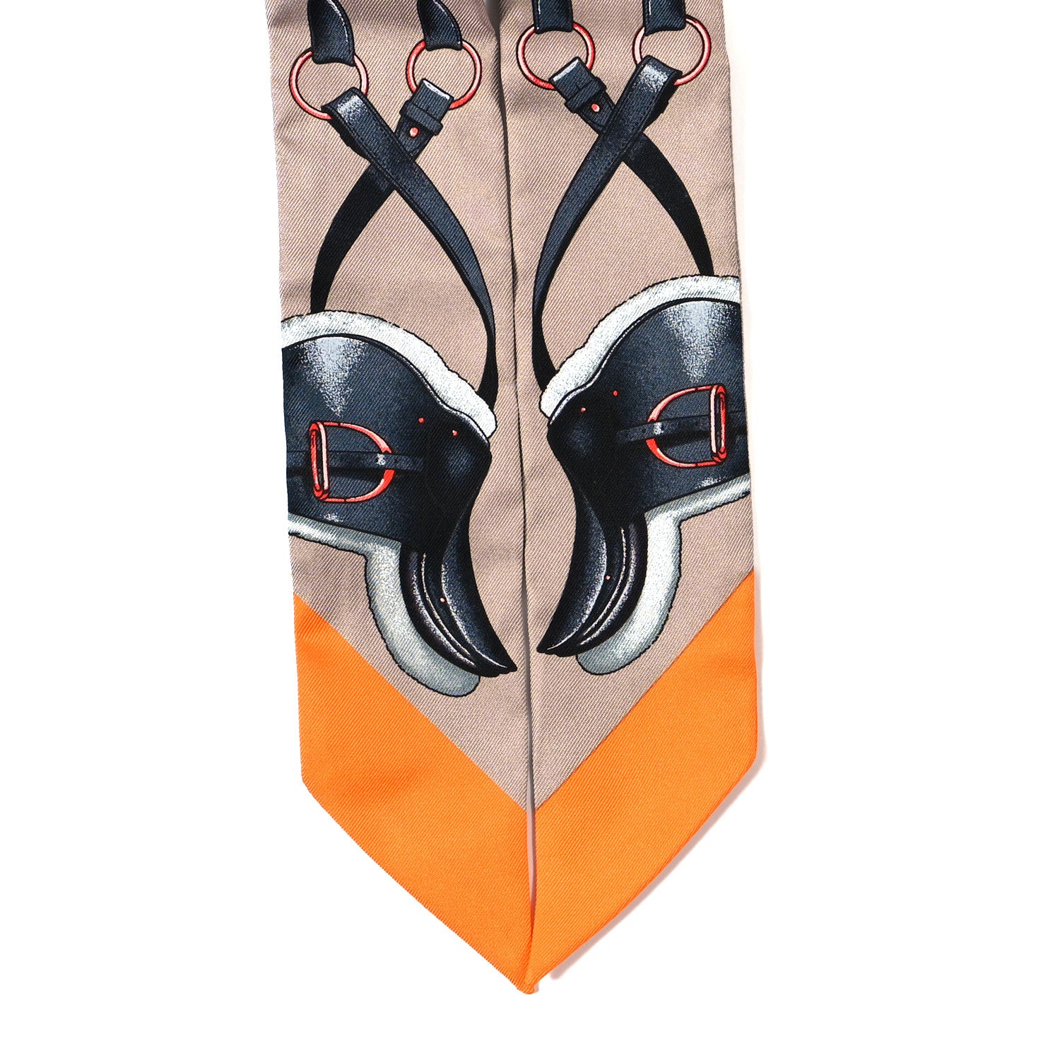 Hermes Silk Jumping Twilly Beige Cendre Orange Anthracite 2 of 3