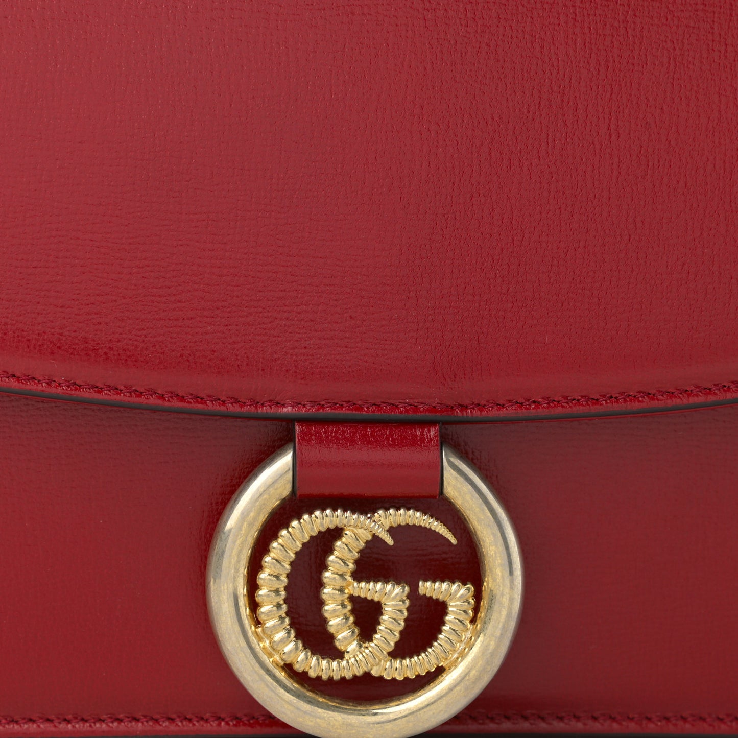 Textured Calfskin Small Torchon GG Ring Shoulder Bag New Cherry Red