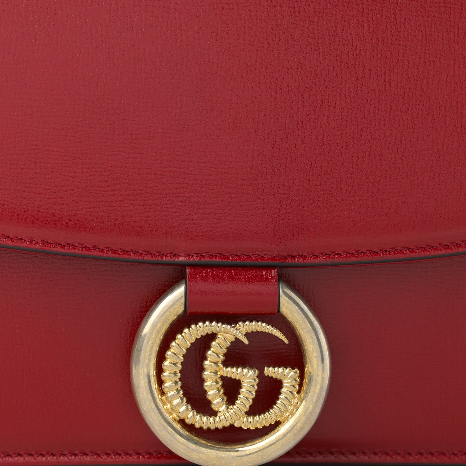 Gucci Textured Calfskin Small Torchon GG Ring Shoulder Bag New Cherry Red 8 of 10