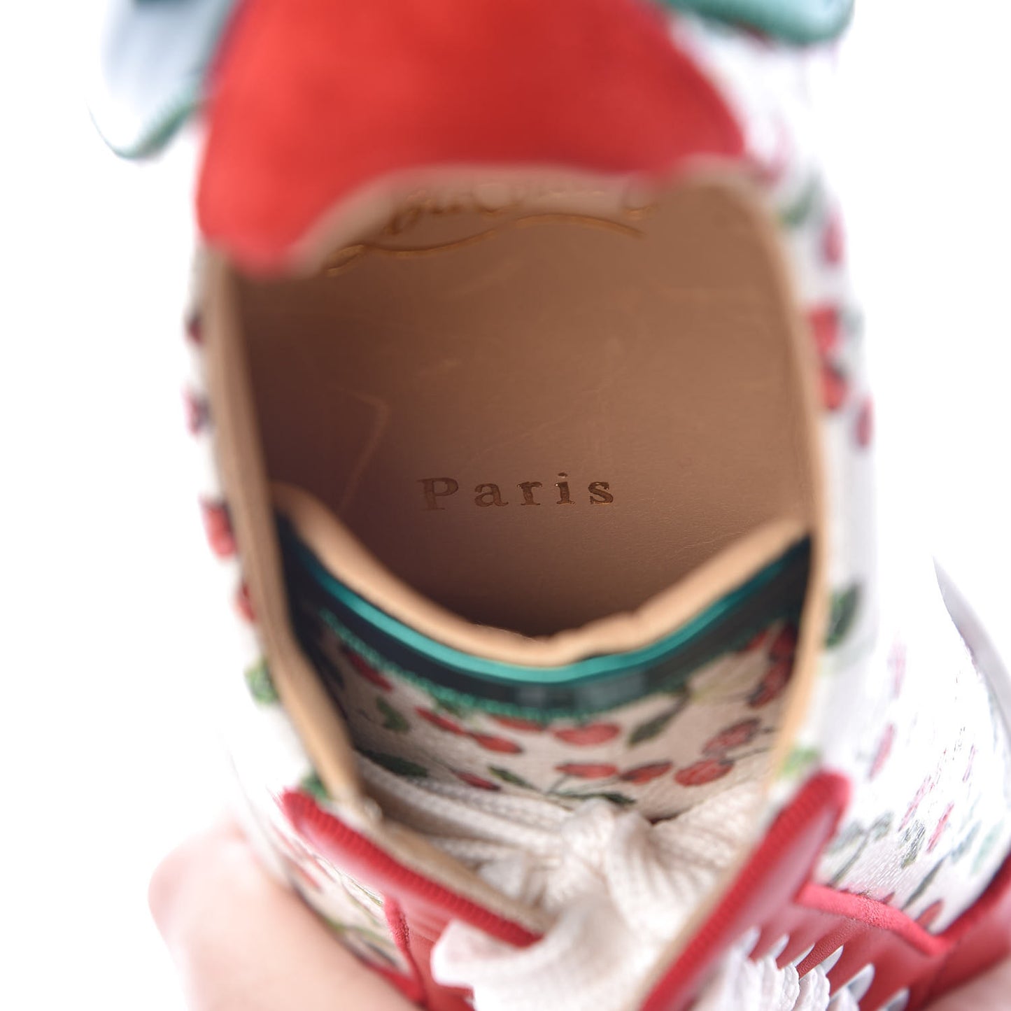 Calfskin Patent Cherry Print Seava Sneakers 36 Multi