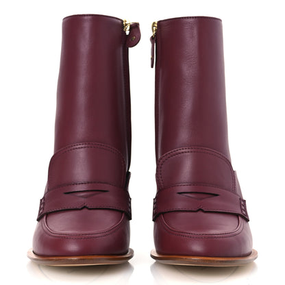 Loewe Calfskin Loafer Ankle Boots 38 Burgundy 3 of 11