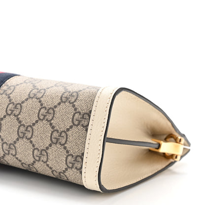 Gucci GG Supreme Monogram Textured Calfskin Web Small Ophidia Chain Shoulder Bag Beige Ebony Mystic White 9 of 9