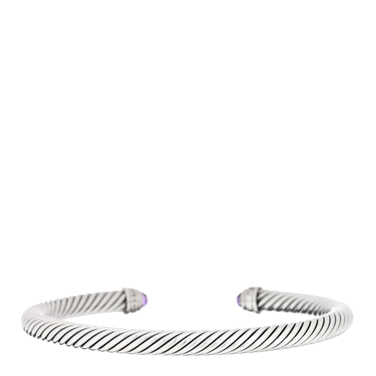 Sterling Silver Diamond Amethyst 5mm Cable Classics Bracelet