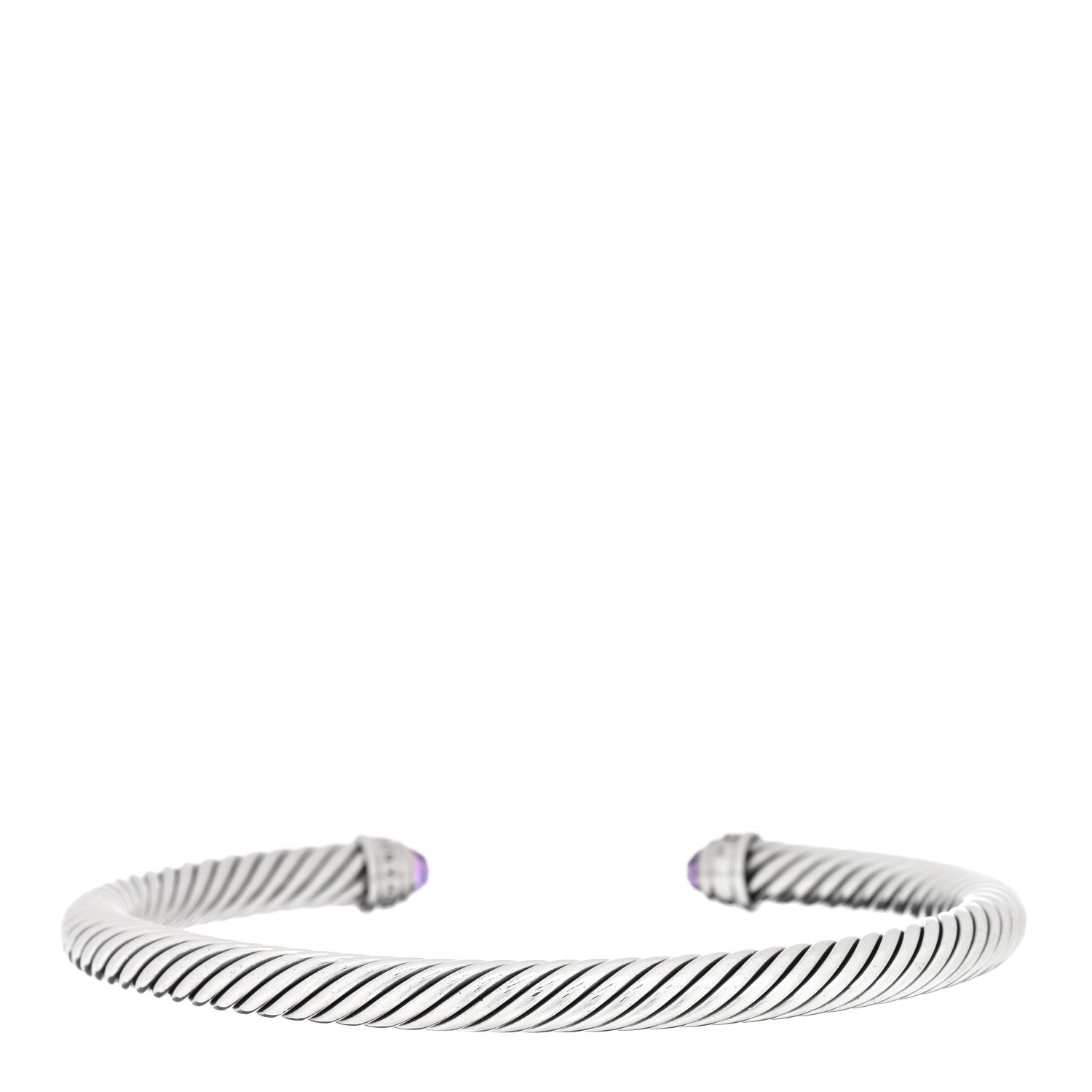 David Yurman Sterling Silver Diamond Amethyst 5mm Cable Classics Bracelet 2 of 3